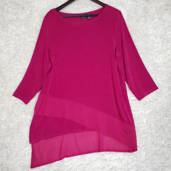 Chicos Travelers Women Slinky Tunic Top Size 3 US XL Pink Stretch Cruise Evening - Picture 1 of 14